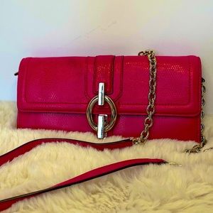 Lightly Used Diane Von Furstenberg Hot Pink Shoulder Clutch Purse